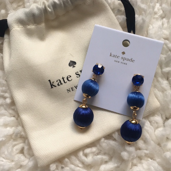 kate spade Jewelry - Kate Spade Blue Dangly Bauble Earrings